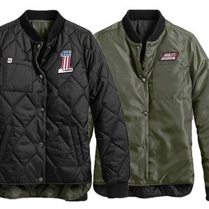 Harley-Davidson Ladies Quilted Reversible Black and Green Jacket
